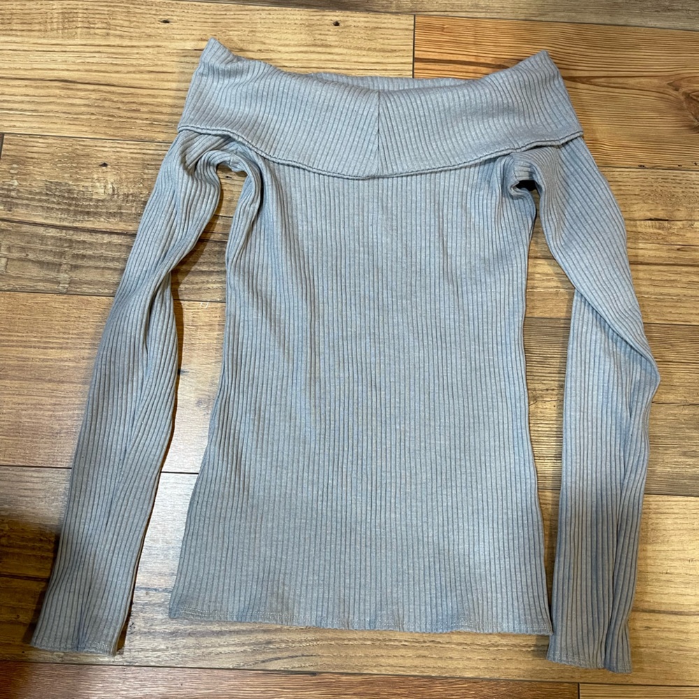 Ribbed Off The Shoulder Long Sleeve Top - Picture 6 of 7